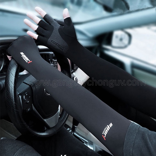 Găng tay chống nắng 2in1 Full cánh tay hở ngón chống tia UV/chống trượt, vải lụa băng mềm mát, co giãn, không xù GSUN HN