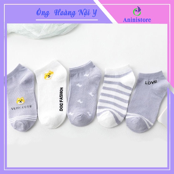 Tất cổ ngắn, vớ cổ ngắn nữ  CÚN VÀNG ulzzang cotton cao cấp phong cách Hàn Quốc (TP CN 024 – Aninistore)