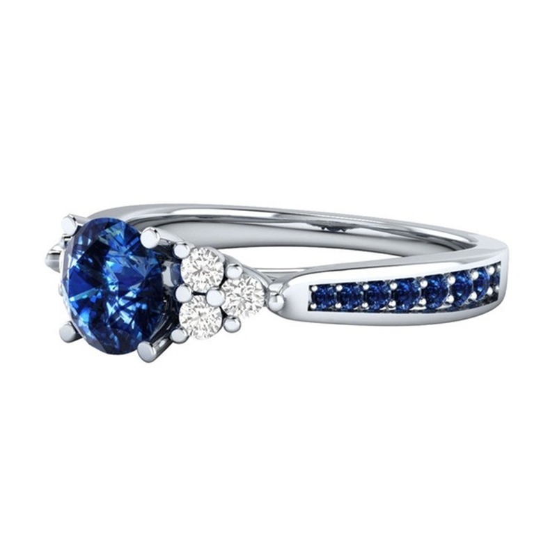 Nhẫn bạc S925 khảm đá sapphire thanh lịch thời trang