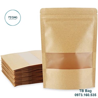 Combo 50c túi zipper giấy 20*30+5cm đáy đứng có cửa sổ đựng thực phẩm