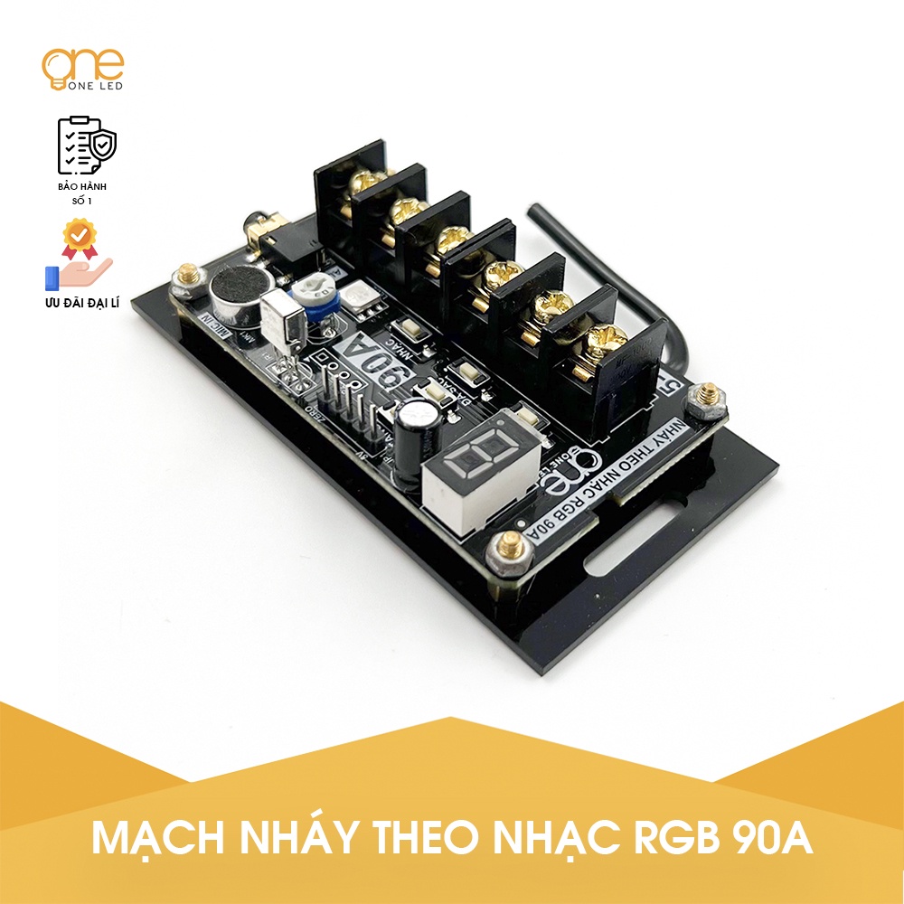 Mạch điều khiển LED RGB 7 màu nháy theo nhạc - Công suất 90A -