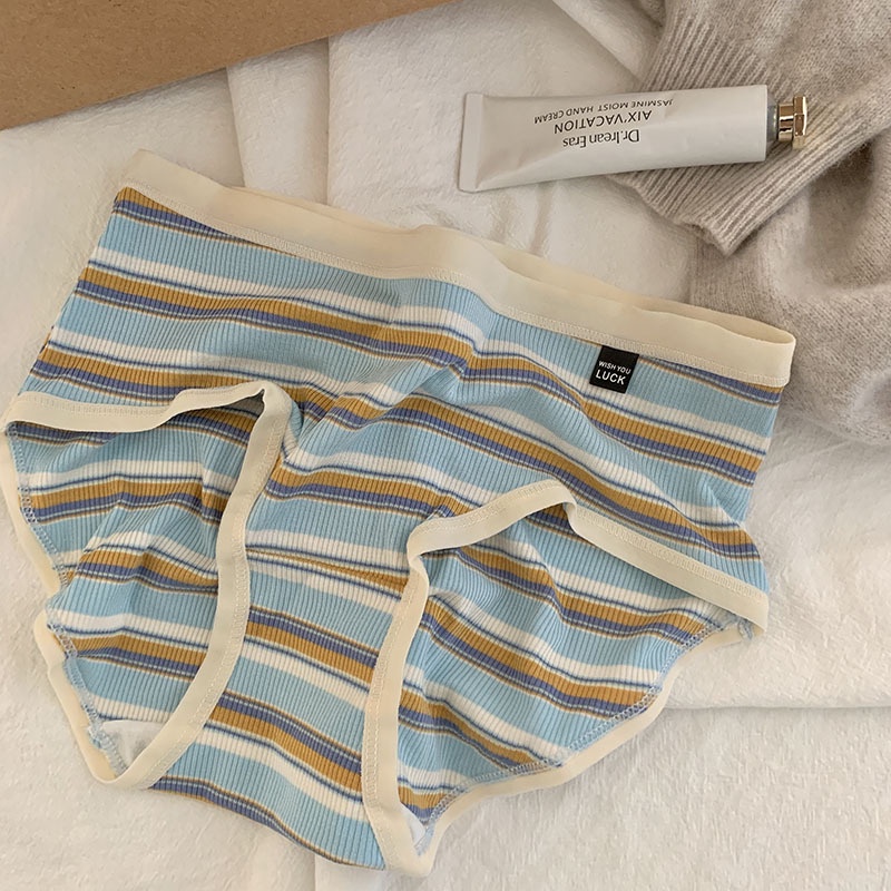Quần Lót Lưng Vừa Kẻ Sọc Ngang Dễ Thương Cho Nữ