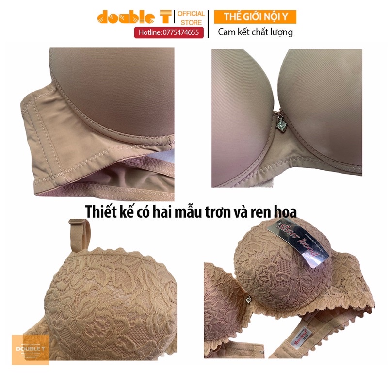 Áo ngực, áo lót nữ Thái Lan mặc áo dài siêu đẹp, nâng mút đệm dày 4cm Sisterhood cao cấp trơn đủ màu Double T#2322