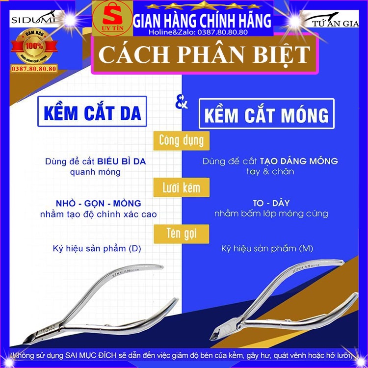 Kềm cắt móng cắt da tay bấm móng giả loại tốt Sidumi kìm nhặt da cắt khóe làm móng nail đầu tròn bán nguyệt vuông inox