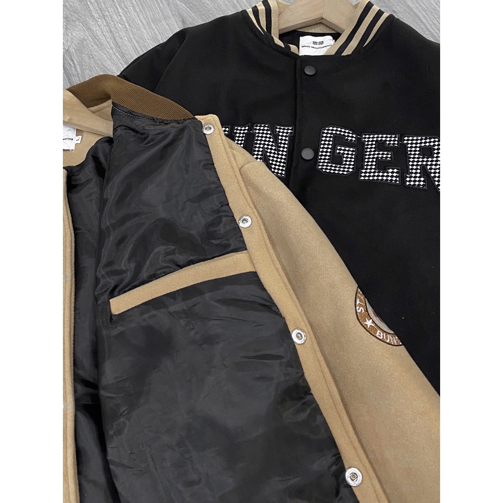 Áo Khoác Bomber Varsity Nỉ Dạ Thêu Chữ Nam Nữ Unisex 2 Lớp Dày Dặn