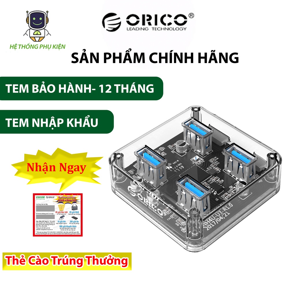 BỘ CHIA USB HUB ORICO MH4U-U3-03- Hàng Chính Hãng