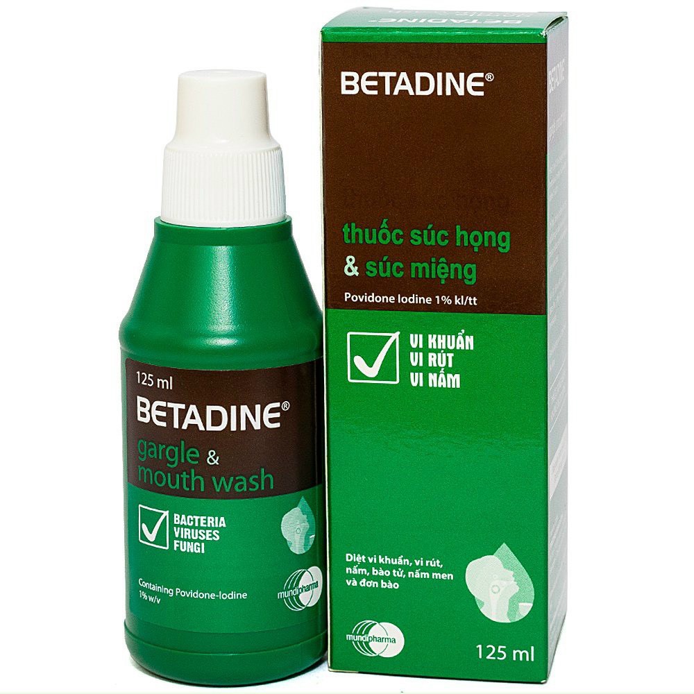 Betadine Gargle &amp; Mouth Wash 125ml Nước Súc Miệng và Súc Họng Diệt Khuẩn