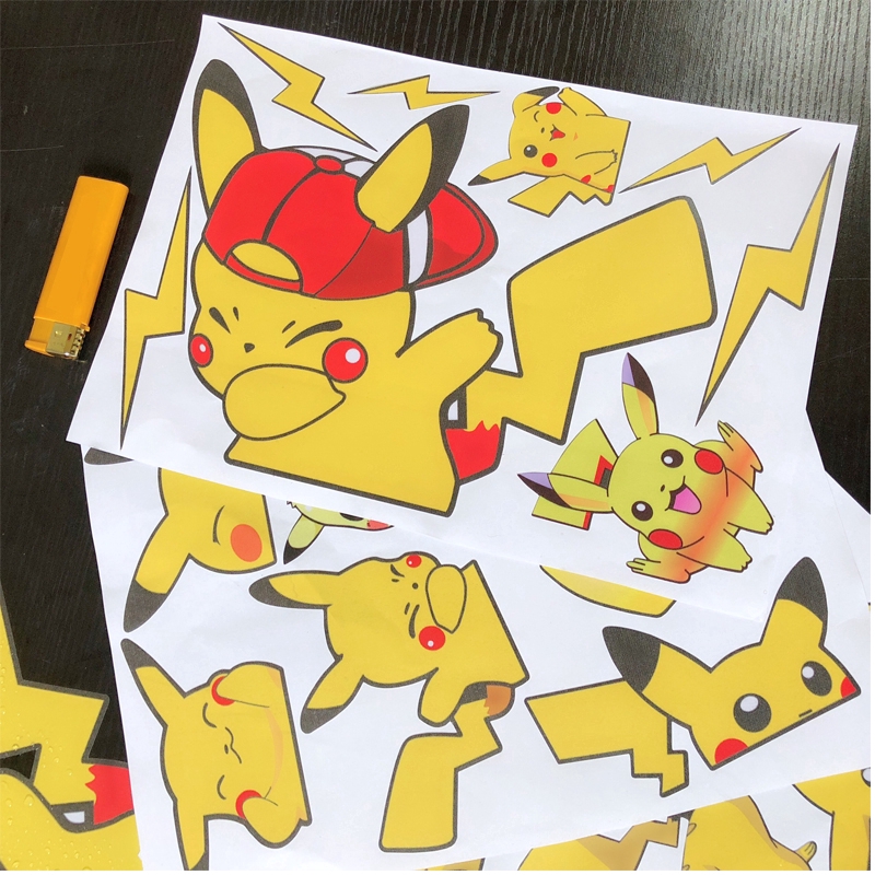 Bộ 34 Miếng Dán Trang Trí Xe Hơi / Laptop / Vali Họa Tiết Hoạt Hình Pikachu Pokemon Chống Thấm Nước
