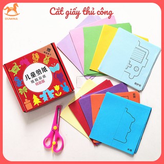 Đồ chơi Cắt giấy thủ công Xếp hình origami 120 tờ và kéo cho bé