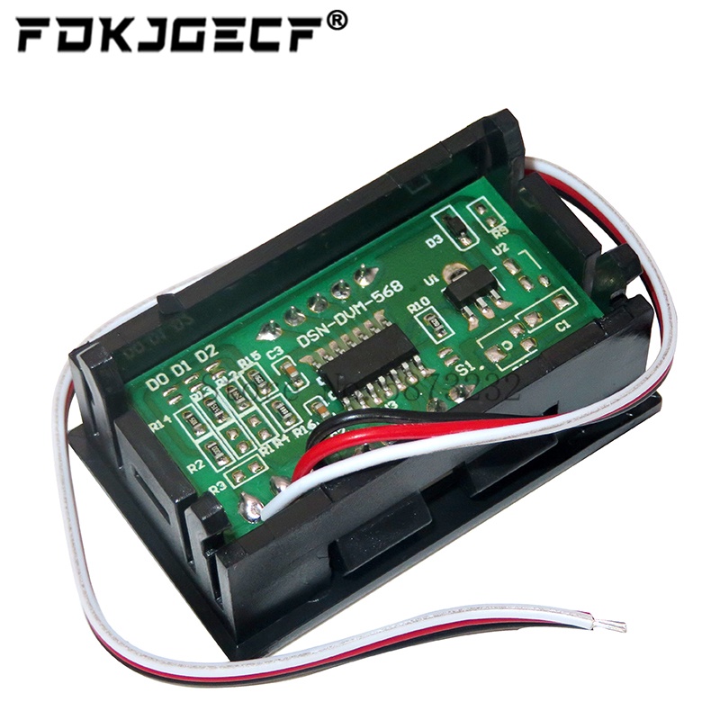 Vôn Kế Điện Tử Mini DC 0-30V 3 Dây Màu Đỏ / Xanh Lá / Trắng / Xanh Lá / Cam Có Đèn LED Hiển Thị Cho