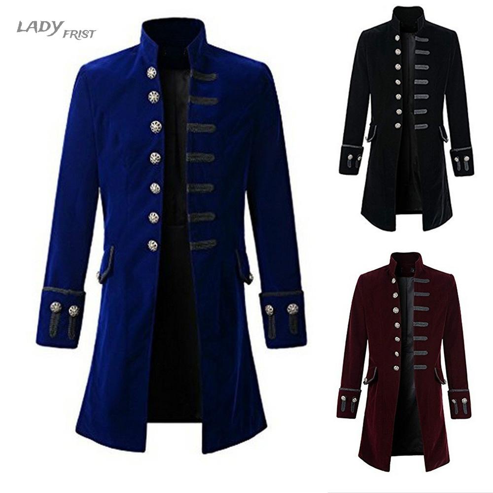 Retro Victorian Steampunk Gothic Men Tailcoat Jacket Tail Coat Halloween Costume(in stock）