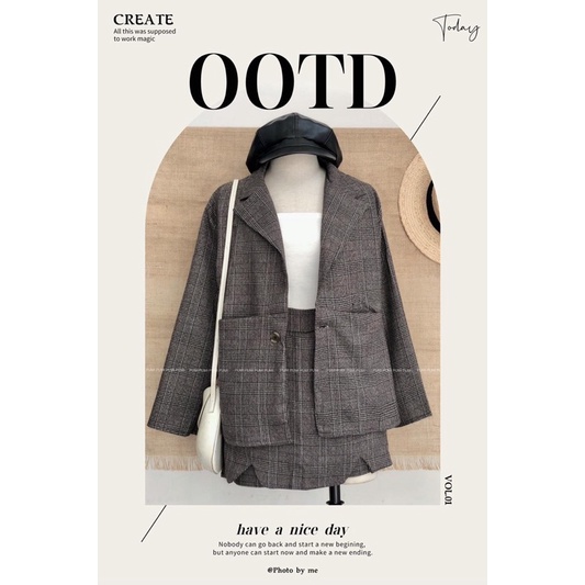 Set 3 món áo khoác vest + quần giả váy freesize Pumi