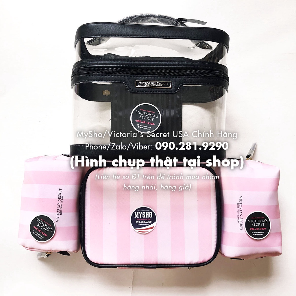 Túi trang điểm sọc hồng cá tính (335) - Hàng nhập Victoria's Secret USA