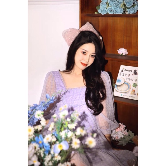 |VIOLET DRESS| Váy xoè nhiều tầng tím voan ROSE BLACPINK TLÉA