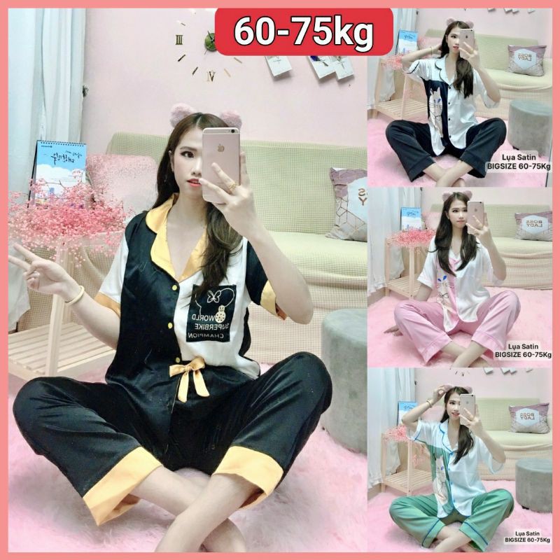 [60-75KG] Pijama bigsize lụa Satin / Latin đồ bộ bigsize