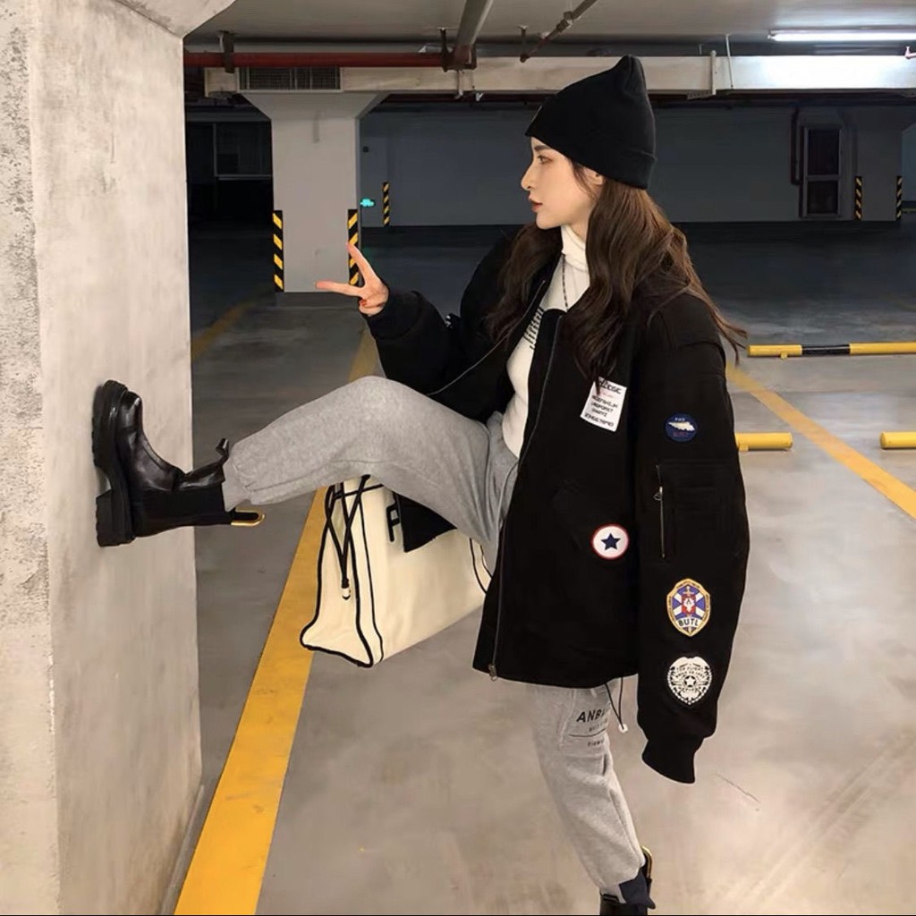 Áo khoác bomber unisex logo