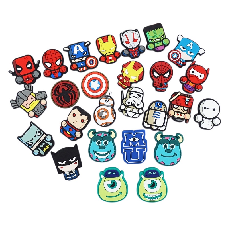 Nút PVC trang trí giày Crocs jibbitz chủ đề hoạt hình Marvel DIY 1000 mẫu tùy chọn thích hợp cho bé