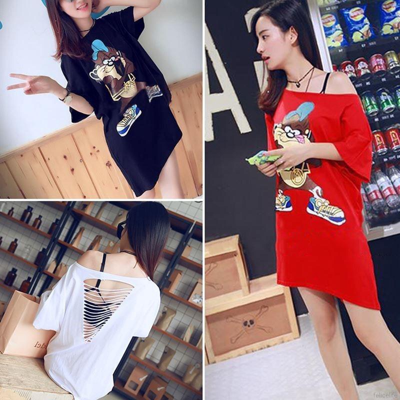 FREESHIP ĐƠN 99K_ Đầm suông in hình hoạt hình có size lớn cho nữ