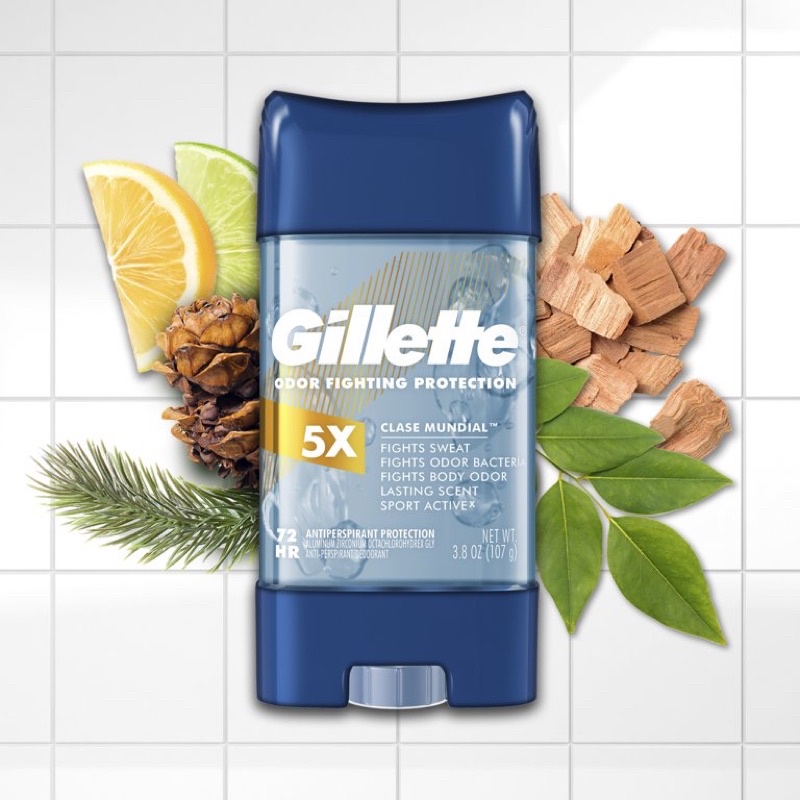 Lăn khử mùi nam Gillette Clear Gel 107g Sport Active , 5X Clase Mundial