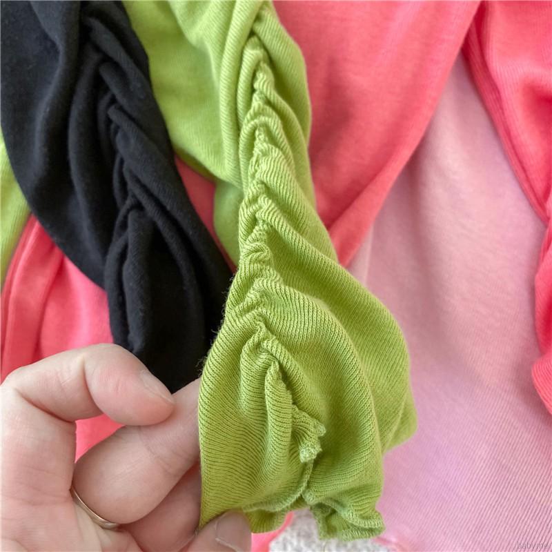 Girl Shirt  Autumn Cotton Long Sleeve Blouse Ear-edge Sleeve Closed Tendon Candy Color Undercoat Top