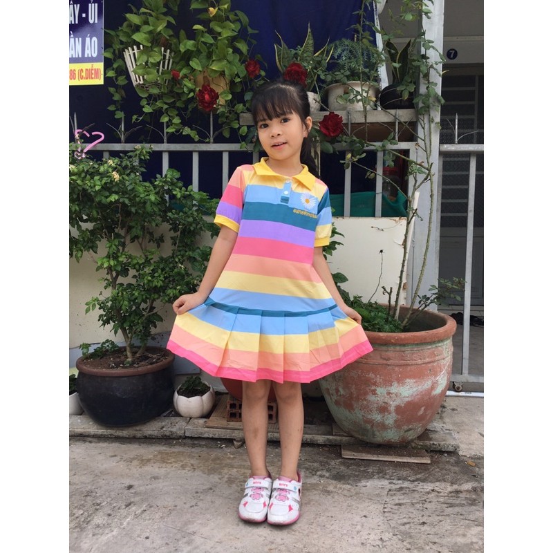 Đầm trụ đuôi cá cầu vồng cho bé gái từ 10-43kg