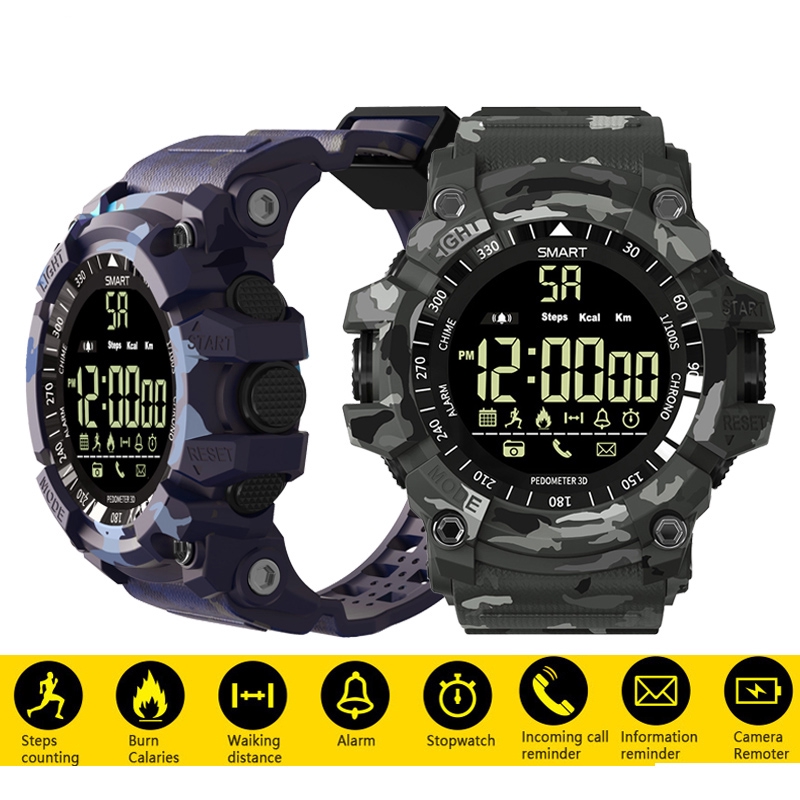 Bluetooth Sport Smart Watch 5ATM chống thấm nước ngụy trang đồng hồ chờ lâu