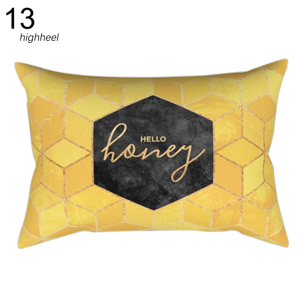 【HHEL】Rectangle Geometric Cube Throw Pillow Case Cushion Cover Sofa Bed Car Cafe Decor