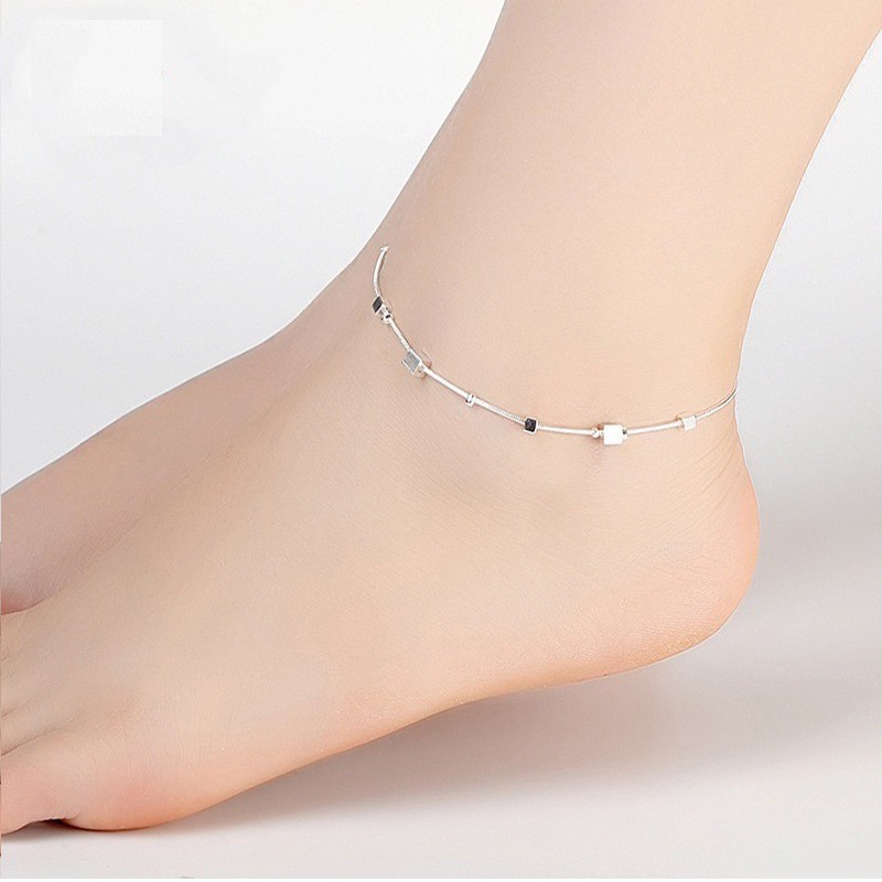 Lắc chân mẫu mới LC16, hình khối vuông , xinh xắn S925 sale giá rẻ | BigBuy360 - bigbuy360.vn