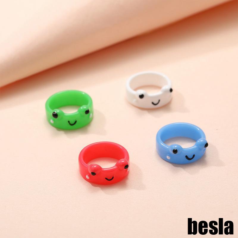 Nhẫn nhựa hình chú ếch thời trang nhiều màu cho nam và nữ Nhẫn acrylic Hình Ếch Hoạt Hình Đáng Yêu Cho Cặp Đôi