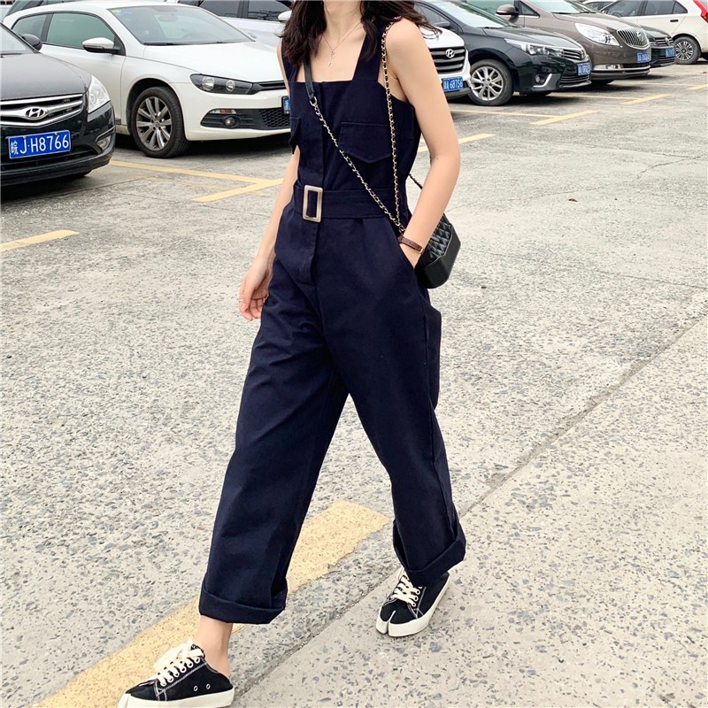 Jumpsuit Ống Rộng Lưng Cao Thời Trang Dành Cho Nữ