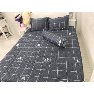 Drap giường cotton poly giá rẻ mẫu sọc caro (được chọn mẫu)