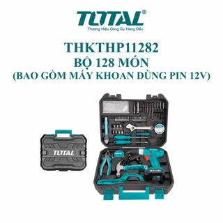 Bộ 128 món bao gồm máy khoan pin 12V THKTHP11282 TOTAL
