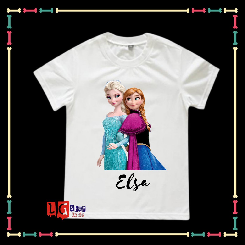 Áo thun bé gái in hình công chúa Elsa