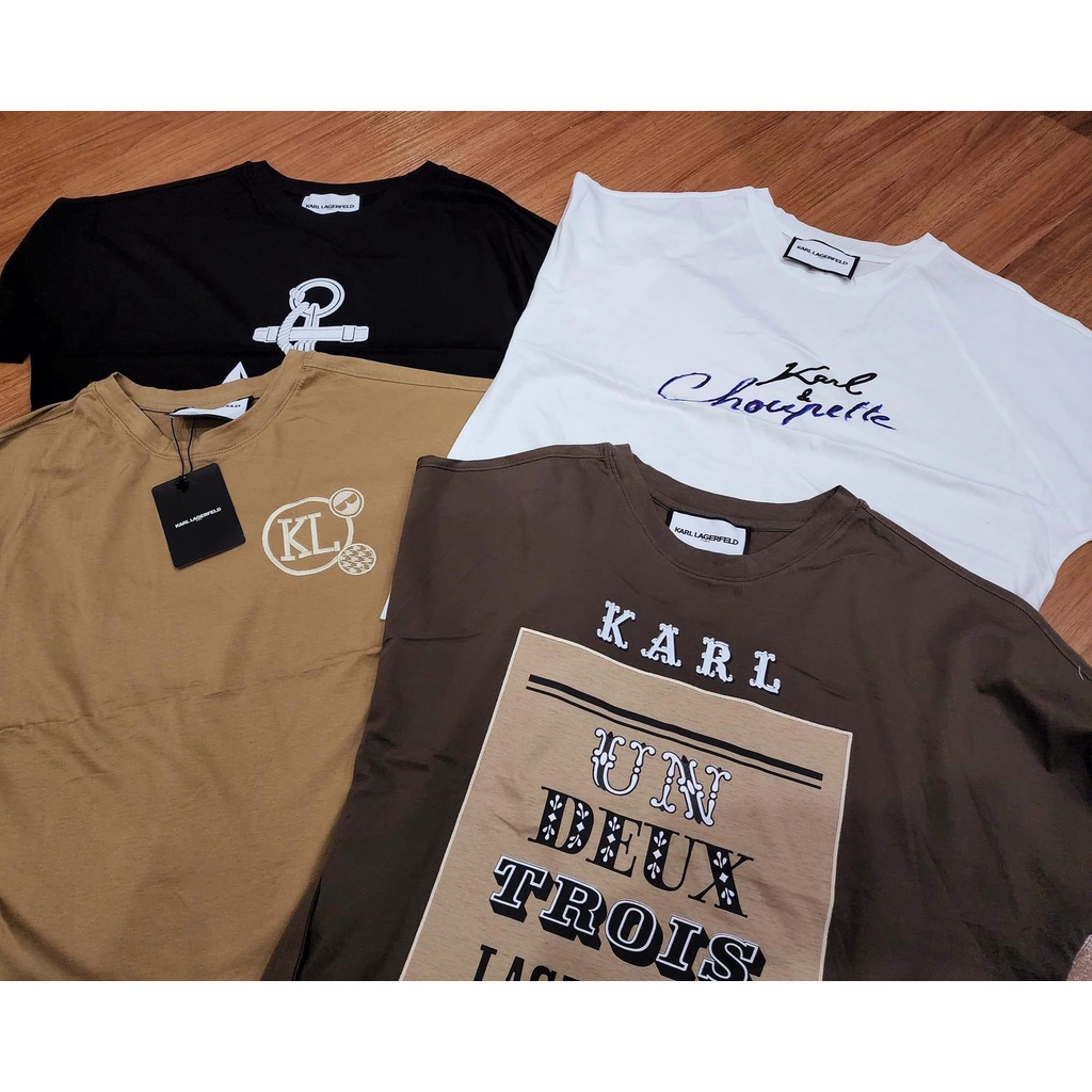 Áo thun/phông nữ cổ tròn tay ngắn form boxy Karl*Lagerfeld xuất Hàn - P:B