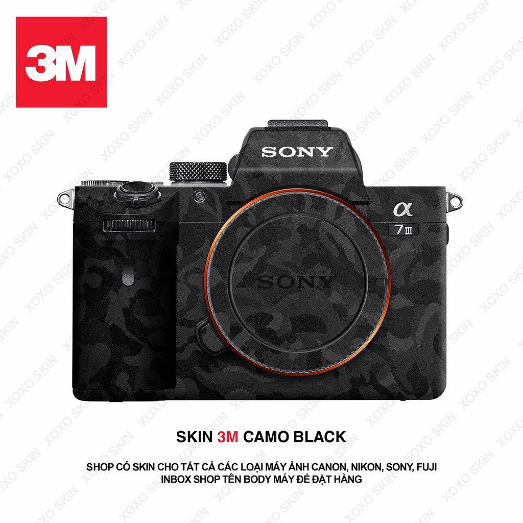 Miếng Dán Skin Máy Ảnh 3M - Mẫu Camo Black - Có Mẫu Skin Cho Sony, Canon, Nikon, Fuji