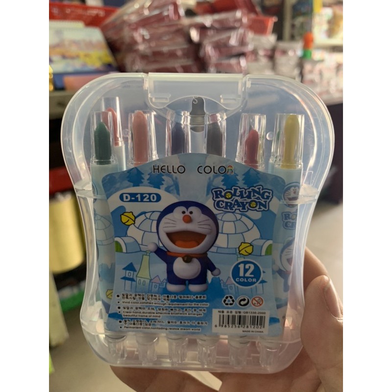 Sáp vặn 12 màu Doraemon hộp nhựa