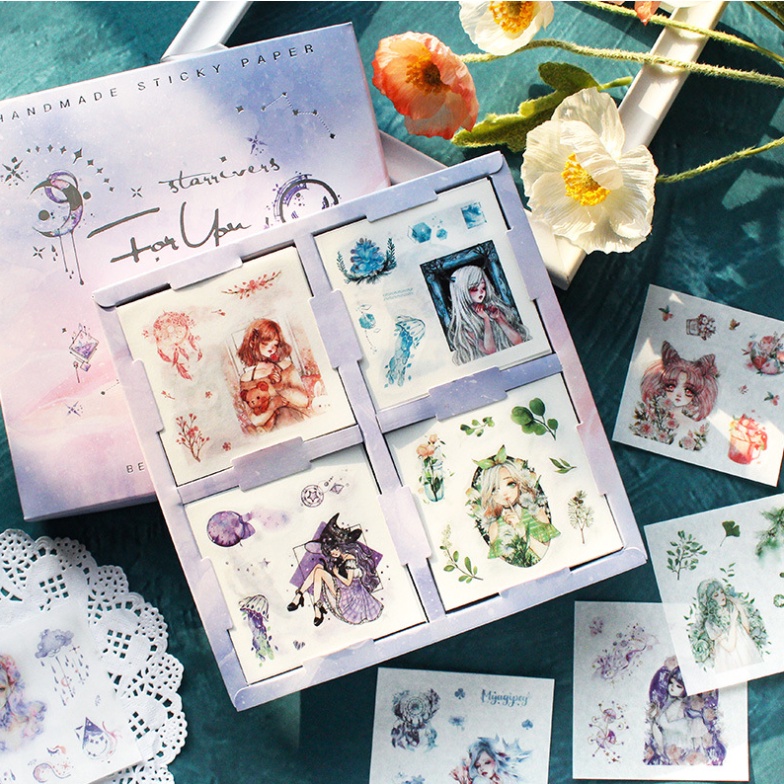 Sticker Cute Dễ Thương Ngẫu Nhiên  Trong Set 100 Tấm Và Stickers Vintage Dán Sổ Decor Siêu Xinh ST1