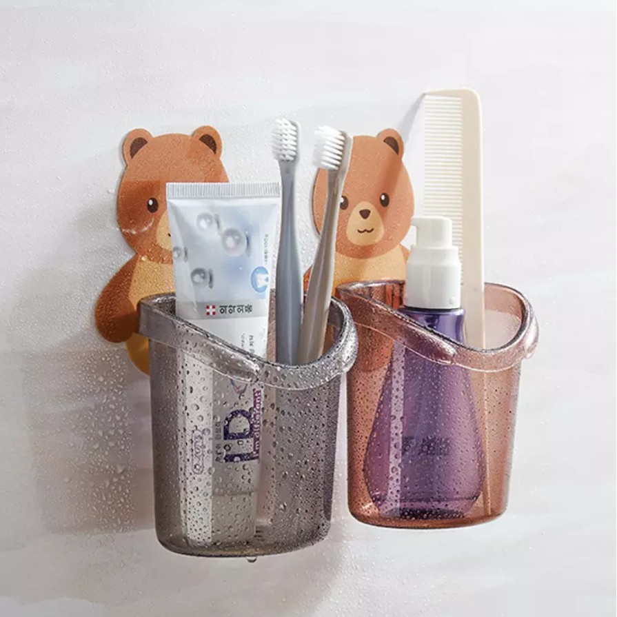 [SIÊU DÍNH] CỐC ĐỰNG BÀN CHẢI KEM ĐÁNH RĂNG DÁN TƯỜNG HÌNH GẤU CỰC XINH - CỐC GẤU DÁN TƯỜNG SIÊU DÍNH