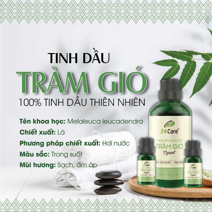 [MUA 1 TẶNG 1] Tinh dầu Tràm Gió 24Care - kháng khuẩn, phòng bệnh, thoa vết muỗi đốt ở trẻ em 10ml