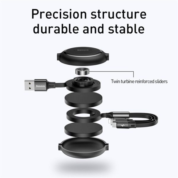 Dây cáp 3 đầu rút chân Lightning/type C/ Micro- Baseus Adjustable 3 in1 USB Phone Cable