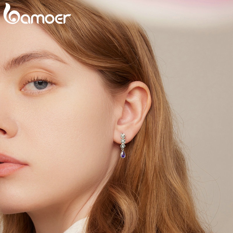 Bông tai BAMOER SCE1472 bạc 925 đính ngọc trai giả