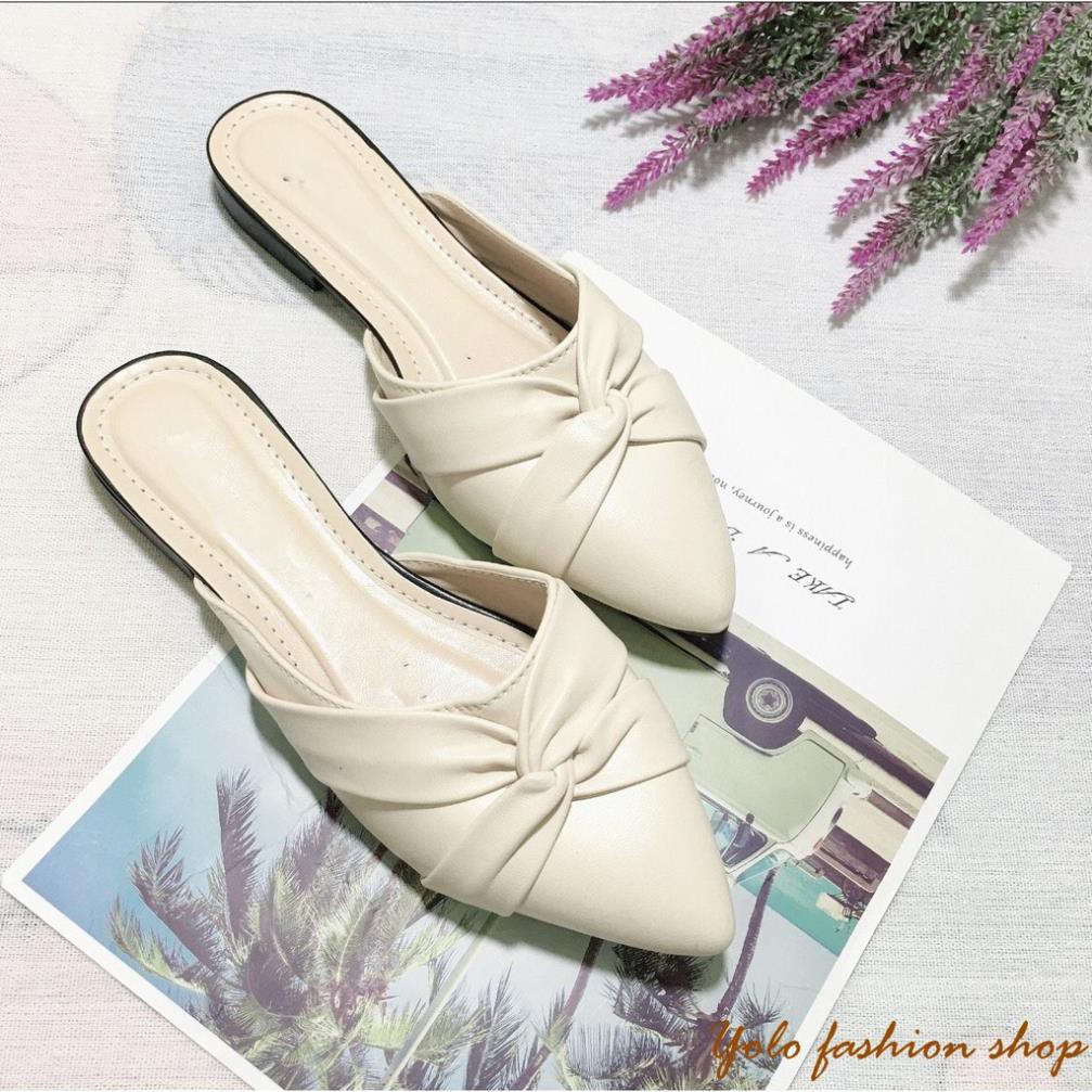 Hình thật-SU6-Giày sục nữ quai xoắn da mềm êm chân | BigBuy360 - bigbuy360.vn