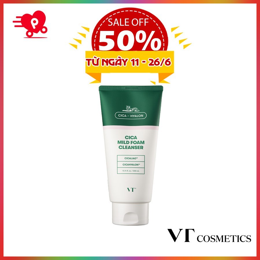 Sữa rửa mặt dành cho da nhạy cảm VT Cica Mild Foam Cleanser 300ml