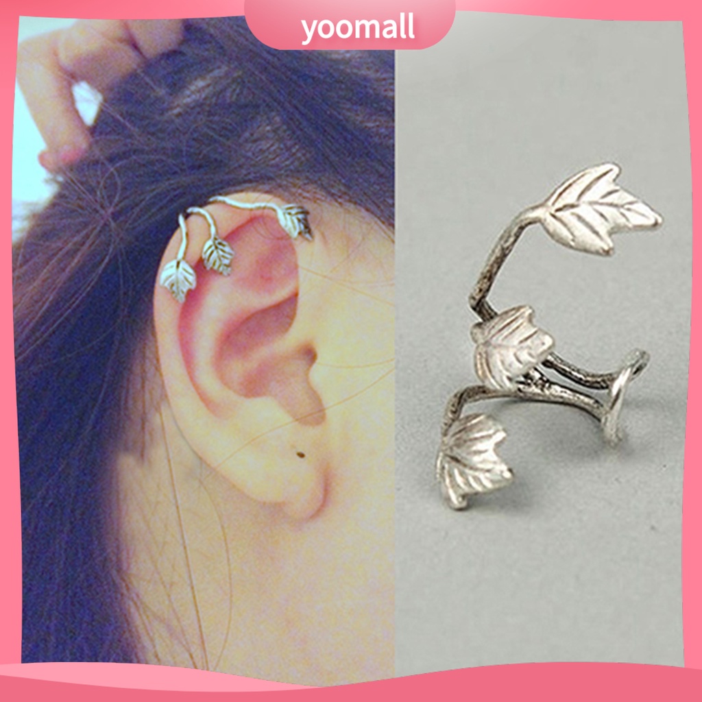 Khuyên vành tai tạo hình chiếc lá đơn giản phong cách vintage thời trang cho nữ