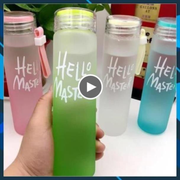 💥 XÃ KHO💥 Bình nước thủy tinh Hello Master  (được chọn màu)
