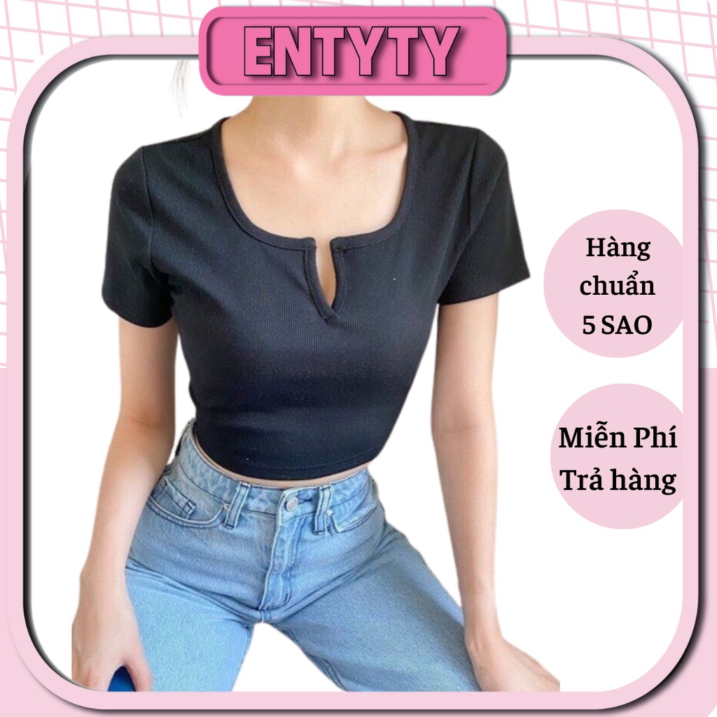 [Hình thật + video Áo Croptop cổ V (nhiều màu) - CT03