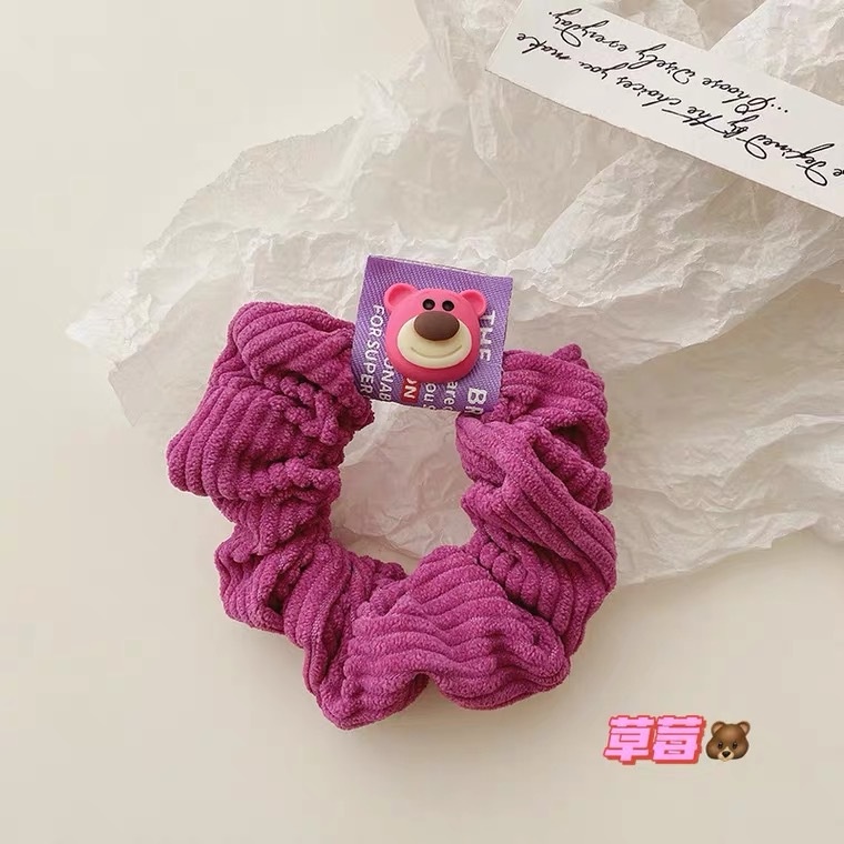 PK799 Bộ sưu tập dây cột tóc băng đô và kẹp tóc màu hồng tía, in hình gấu Teddy cute ngộ nghĩnh