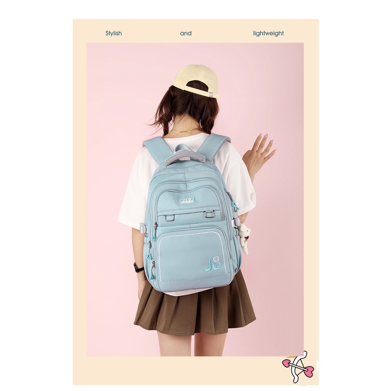 Balo đi học nữ nam kiểu basic màu pastel trơn thời trang unisex đựng laptop 15.6inch vải cao cấp chống nước 9502