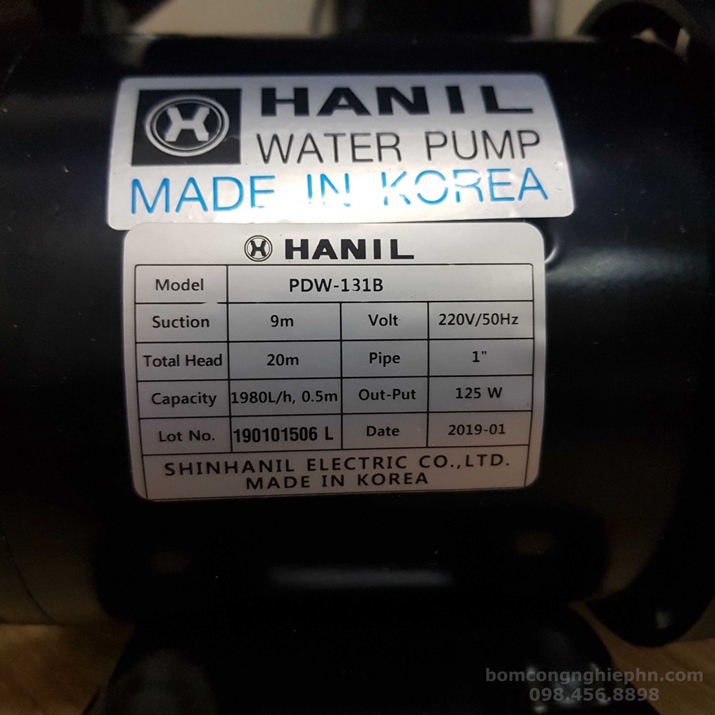 Máy bơm nước tăng áp tự động HANIL PDW-131B (125W) Nhập khẩu Hàn Quốc