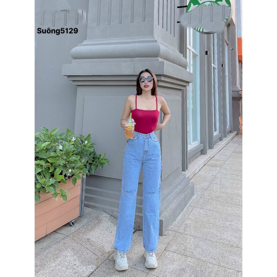 [VIDEO+FREESHIP ] QUẦN JEANS ỐNG RỘNG NỮ LƯNG CAO TUA TÚI PHỐI RÁCH 2 GỐI XANH NHẠT LAI CUỐN XỊN SÒ HADI MÁT MẺ